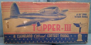 SEHR SELTEN 1947 CLEVELAND TOPPER III TETHER MODELLFLUGZEUG BAUSATZ NIE BENUTZT - Bild 1 von 9