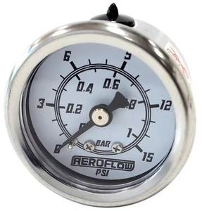 Aeroflow AF30-2206 1-1/2" 0-15 Psi Pressure Gaugewhite Face Black Pointer - Bild 1 von 4