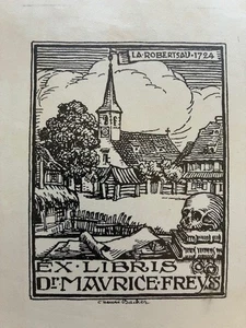 Ex-libris Alsace, Henri BACHER pour FREYSS Maurice - Foto 1 di 1