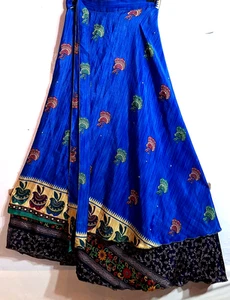 Incredible-art Vintage Silk Sari Magic Wrap Skirt Reversible Double Layer skirt - Picture 1 of 6