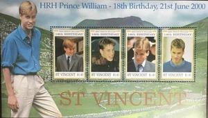 St. Vinzenz 2000 Prinz William 18. Geburtstag Kleinbogen postfrisch - Bild 1 von 1