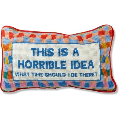Needlepoint Decorative Throw Pillow - This is a Horrible Idea - 9" x 15" - Sm... - Image 1 of 4