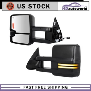 Power Heated Tow Mirrors Pair For 99-02 GMC Sierra Chevy Silverado 1500 2500 - Picture 1 of 9