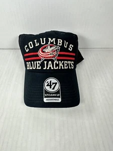 ‘47 Brand Retro Columbus Blue Jackets Mesh Stripe Trucker Hat Cap Adjustable NEW - Picture 1 of 3