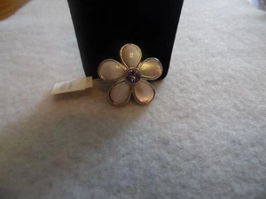 Lia Sophia Silver Flower with Genuine MOP Pin "Petalled" NWT - Picture 1 of 1