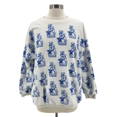 Sudadera De Colección Yale Para Mujer M/L Reversible Blanco Logo Bulldog Perro Guapo Foto 1 de 4