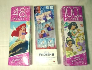 Set of 3 Toys Disney Princess Puzzles and Frozen II Match Game  - Picture 1 of 6