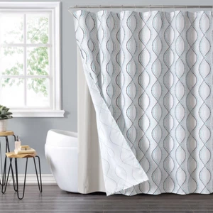 Fabric Shower Curtain with Hooks and PEVA Liner Bathroom Decor 14Piece 72" X 72" - Picture 1 of 9