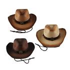 Herren Damen Western Cowboy Hut breite Krempe Panama Cowgirl Mütze zum Verkleiden