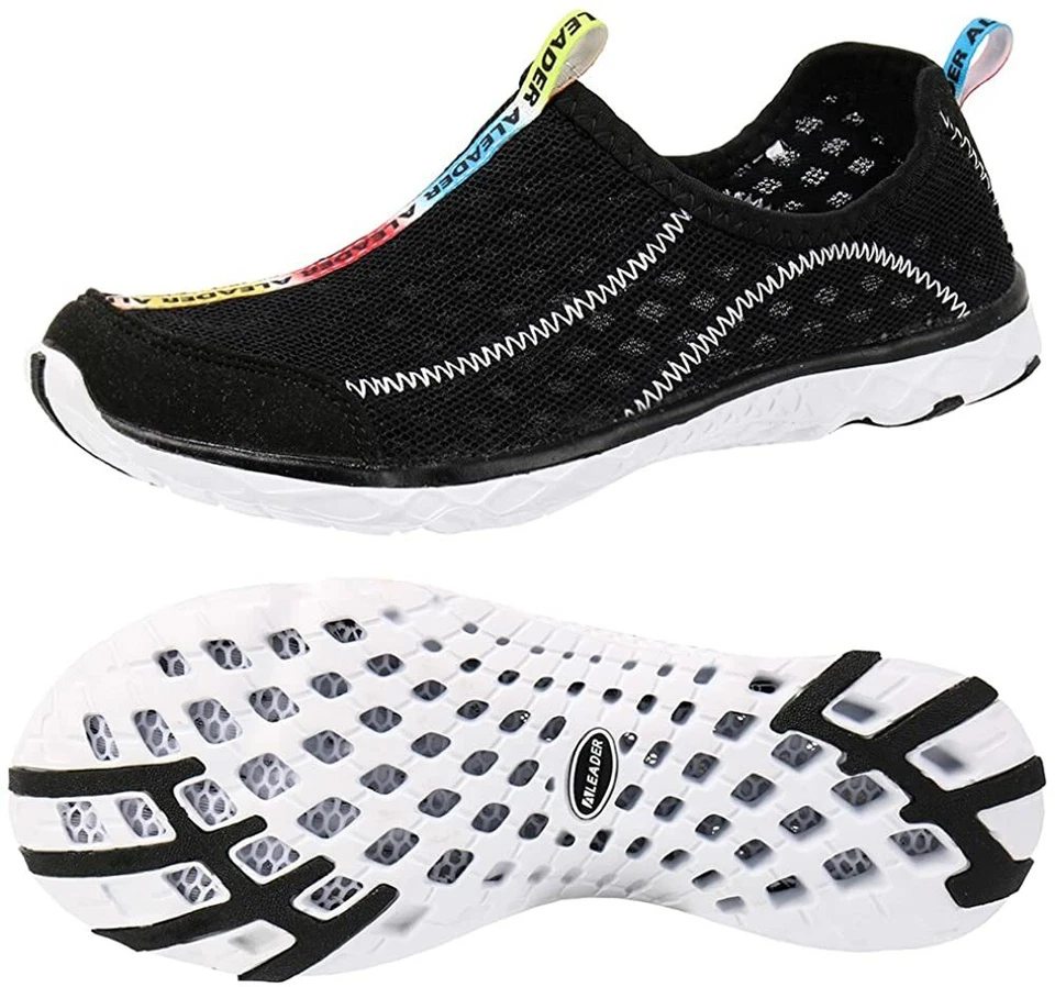 Aleader Men's Mesh Slip On Water Shoes, Beach, Sand, Pool, Black, Blue, Navy