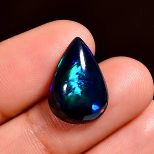 Black Opal Cabochon Pear 4.50 Cts , Stunning Play of Color! Perfect for Jewelry - Picture 1 of 4