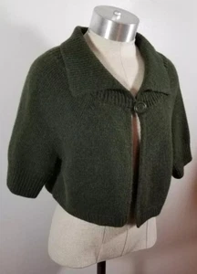 MERCER & MADISON Shawl Collar Cape Crop Cardigan Sweater Dark Army Green Sz M  - Picture 1 of 6