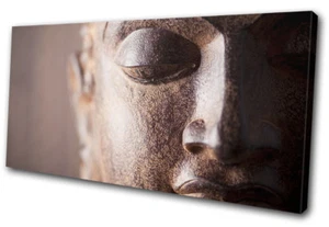 Budda Peace Brown Cream Religion SINGLE CANVAS WALL ART Picture Print - Picture 1 of 1
