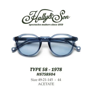 200€ Round Retro Blue Sunglasses Hally & Son HS758 Men Women - Picture 1 of 11