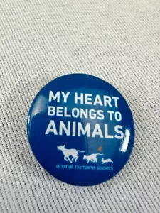 MY HEART BELONGS TO ANIMALS animal humane society Blue Fashion Pin Love Support - Picture 1 of 3