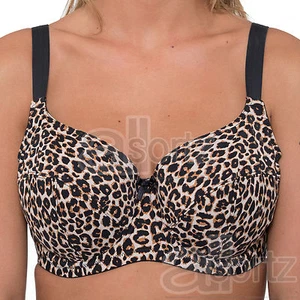 Ladies Full Cup Bra Underwired Plus Size Black Animal Print Non Padded Uk New - Picture 1 of 9