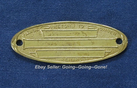 ANTIQUE 1900's BRASS ID PLAQUE FOR TRAVEL TRUNKS LUGGAGE RETURN FOR REWARD OVAL Cover
