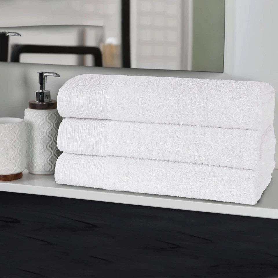 Набор из 3 экологически чистых пушистых современных однотонных ванных полотенец из бамбуковой смеси вискоза - Изображение 1 из 3