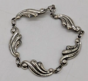 Vtg Danecraft Sterling 7" Chain Art Deco Panel Bracelet - Picture 1 of 7