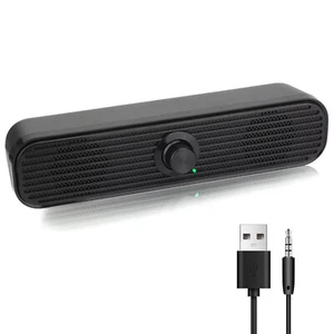 3.5mm Jack Wired Speaker Soundbar Stereo Bass Sound USB For Computer Laptop - Picture 1 of 10