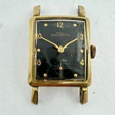 Vintage Paul Breguette Men's Mechanical Wristwatch 10k Gold Filled w Black Dial