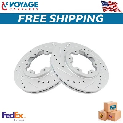 Nuevo par de rotor de freno delantero de rendimiento perforado ranurado recubierto para Nissan 85-02 Foto 1 de 4