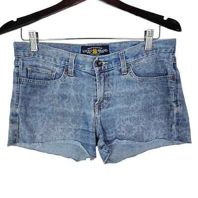 Lucky Brand Riley Jean Shorts Womens Size 4 Blue Light Wash Mid Rise Cutoffs - Image 1 of 4