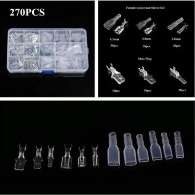 Terminal de crimpado de cable conector de pala 270 piezas con kit de surtido de manguito aislante Foto 1 de 4