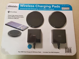 (NEW) UBIOLABS WIRELESS CHARGING PADS 2PK 10W FAST CHARGE QI WIRELESS WCB230 - Picture 1 of 11