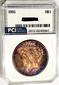 1925 Peace Dollar Gem BU Full Obverse Color Toned Rainbow - Picture 1 of 3