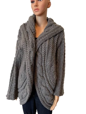 Cárdigan suéter con capucha gris muy grueso de cachemir Agnona talla S - ¡Precioso! Foto 1 de 4