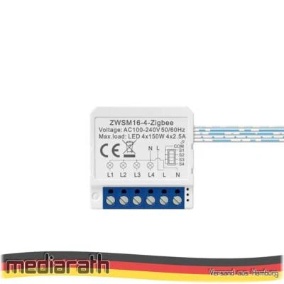 Avatto ZWSM16-W4 ZigBee 3.0 4 Channel 4CH Smart Switch Module Light Switch TUYA - Image 1 of 4