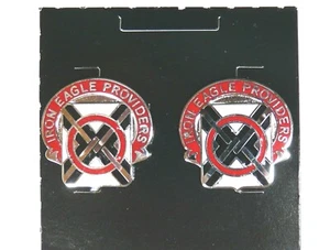 US Army 404th Support Battalion, unit crest, DI, DUI, hallmarked G-23, set of 2  - Picture 1 of 1
