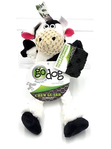 GoDog Skinny Cow Mini Soft Plush Squeaky Toss & Shake Dog Toy 9" - Picture 1 of 7