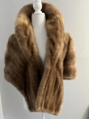Estola envolvente de piel de visón real marrón beige vintage años 50 Bullock’s Westwood talla única Foto 1 de 4