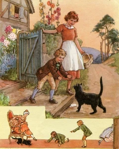 Pussycat Pussycat filastrocca illustrata anni 40 stampa Margaret Tarrant - Foto 1 di 3