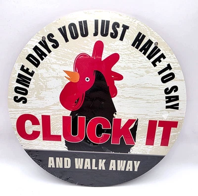 Country Rooster Hen Wall Sign Funny Humor 10" Round Wood Farmhouse Decor Gift - Image 1 of 4