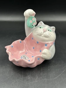 Vintage Fitz & Floyd Katze hält einen Fisch Figur Schmuck Schale 1987 - Bild 1 von 7