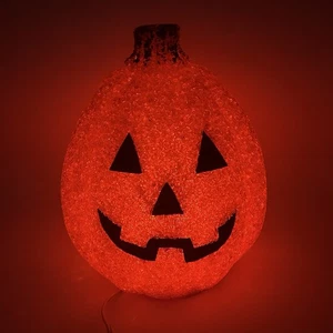 Vintage Melted Plastic Popcorn Light-Up Pumpkin Halloween Jack-o-lantern 1990's - Picture 1 of 7