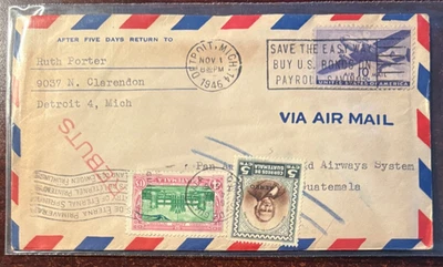 1946 Pan Am flight #C27 Detroit to Guatemala November 1st cancel - Image 1 of 2