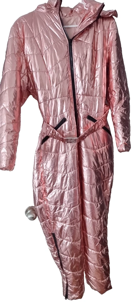 NOVO Terno Feminino Grande Rosa de Esqui ou Neve com Pele Removível e Cinto Presente de Natal - Imagem 1 de 4