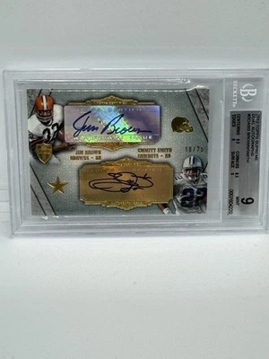 2012 Topps Supreme Jim Brown Emmitt Smith Dual Auto /25 BGS 9 - Image 1 of 2