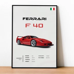 Vintage 1987 Ferrari Poster, Classic Supercar Wall Art, Automotive Home Decor - Picture 1 of 5