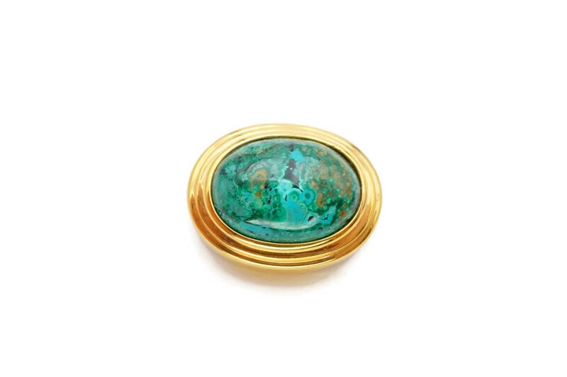 Gold Plated Sterling Silver 925 Green Jasper Pendant SU - Image 1 of 4