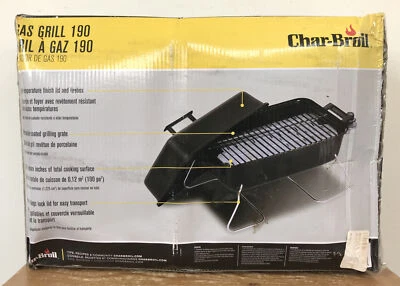 НОВЫЙ газовый гриль Char-Broil 190 настольный портативный для кемпинга с фарфоровым покрытием новый в коробке - Изображение 1 из 4