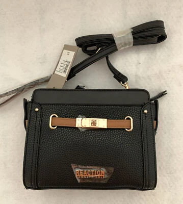 Kenneth Cole Reaction Mini Bolso Bandolera Negro Nuevo con Etiquetas 9 1/2" x 6 1/2" Foto 1 de 4