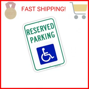 Large Reserved Handicap Parking Sign, 18"x 12" .040 Aluminum Reflective, Rust Fr - Picture 1 of 2