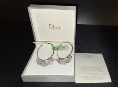 Dior Double Sided Diamond White Gold Heart Hoop Earrings 18 Kt - Image 1 of 4