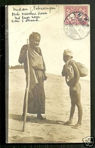 Female Fisherman rppc Boy Medan Sumatra Indonesia stamp 1919 - Bild 1 von 1