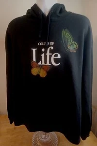 Butterfly 🦋 Hoodie Sweatshirt Heavyweight Jacket 100% Cotton Unisex Black S 🦋‼ - Picture 1 of 9
